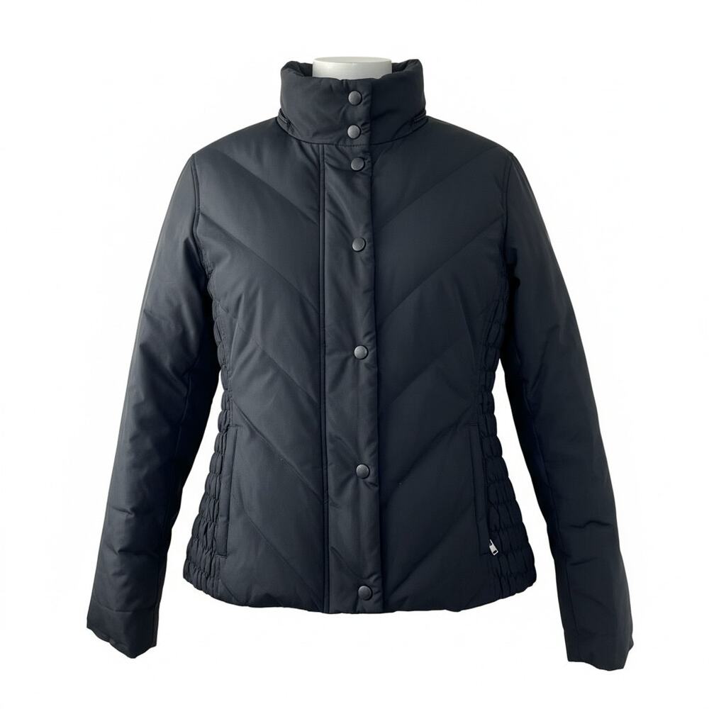  Mossimo Black Down Puffer Jacket Size Small Quilted Snap Front Winter Coat